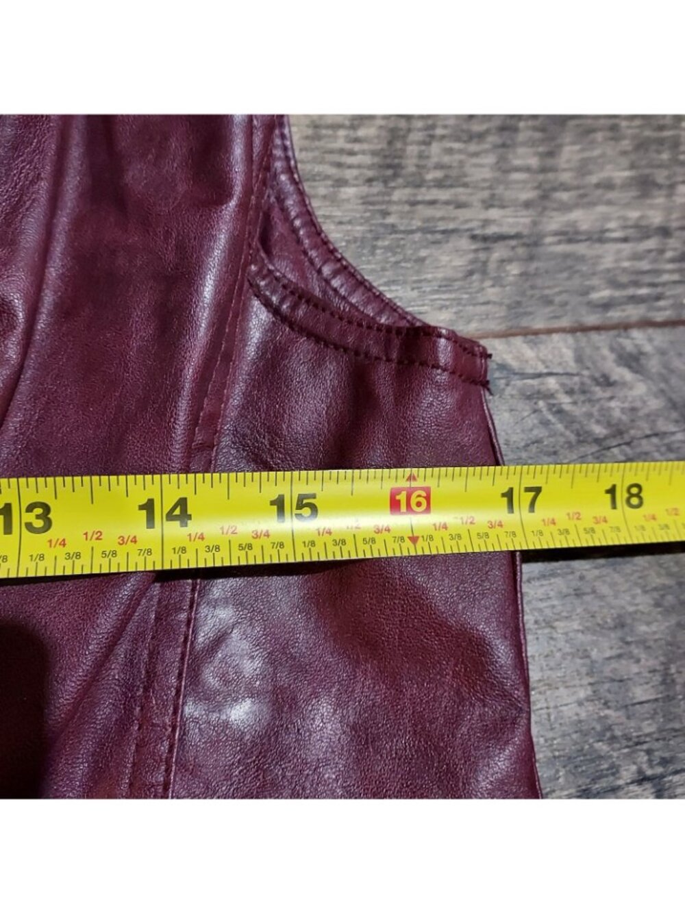 American Rag Cie Full Zip Burgendy Flux Leather Moto Gillet Biker Vest Size M - Picture 4 of 11